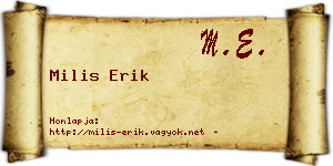 Milis Erik névjegykártya